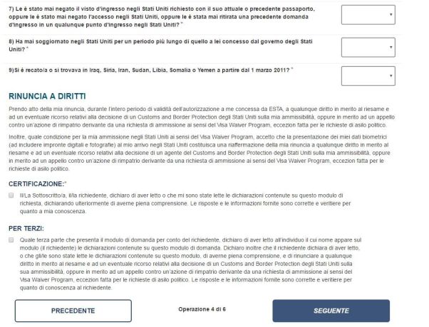 Come richiedere l'ESTA - Schermata 13