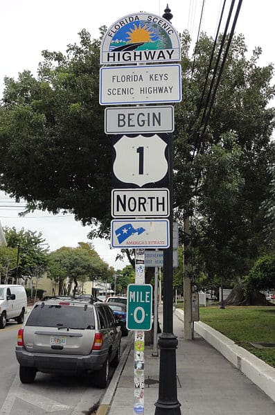 US1 mile marker zero sign