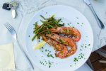 Gamberoni alla griglia con fagiolini