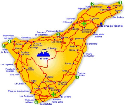 Mappa Fari di Tenerife