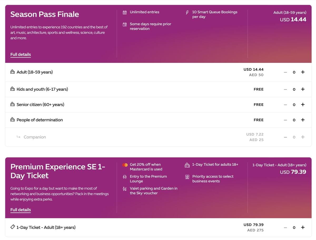 Biglietti Dubai Expo 2020