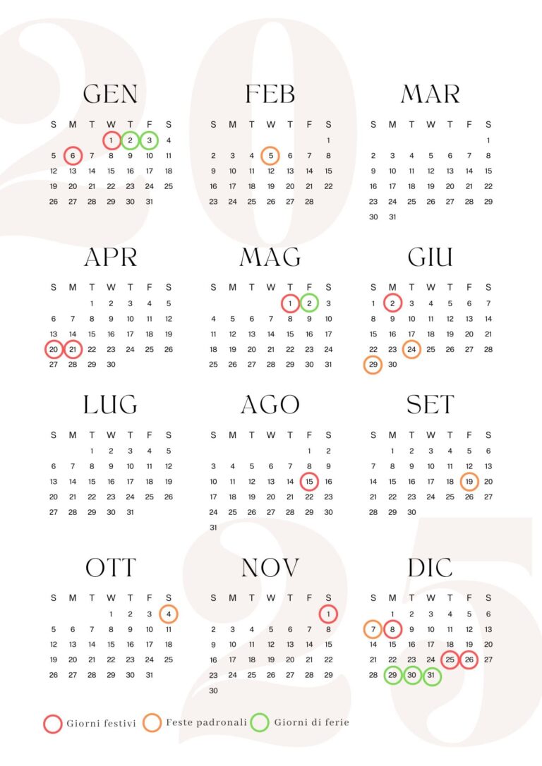 Ponti 2025 il Calendario delle Vacanze e dei Weekend Lunghi Viaggiando A Testa Alta
